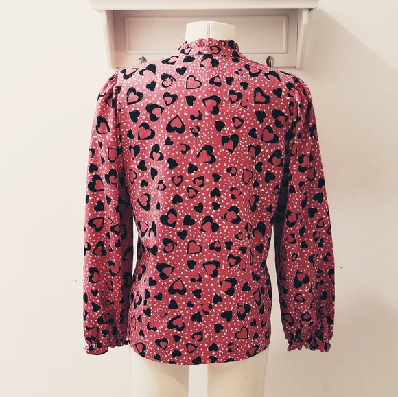 KARL LAGERFELD PARIS Mauve Heart Print Long Sleeve Oversized Blouse XS-M - Picture 6 of 10